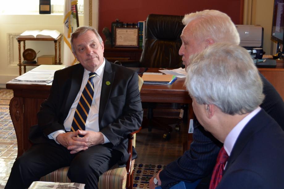 U.S. Senator Dick Durbin (D-IL) met with members from The Immigrants' List, who presented him with the Michael Maggio Award for his work with the Dream Act and comprehensive immigration reform.